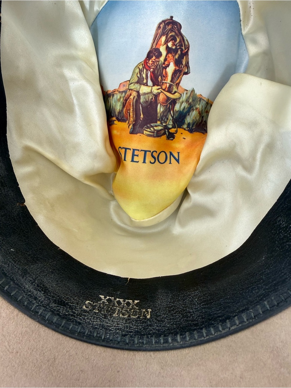 Stetson 7 5/8 Taupe Felt Western Hat. Shape it for u! - Picture 13 of 16